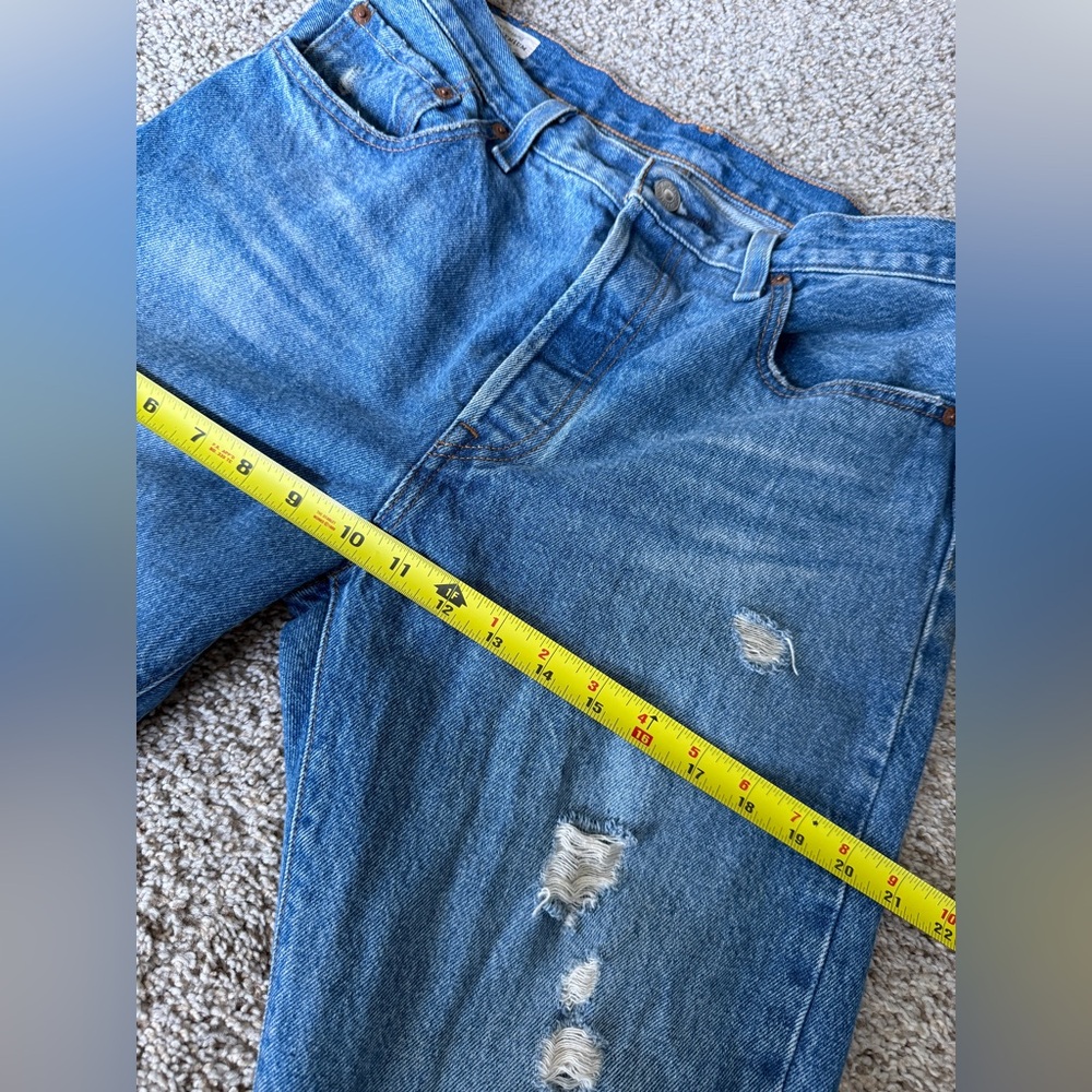 Levi’s 501 Premium Distressed Jeans W29 L30 High Rise Boyfriend Straight Leg‎ - Picture 6 of 9